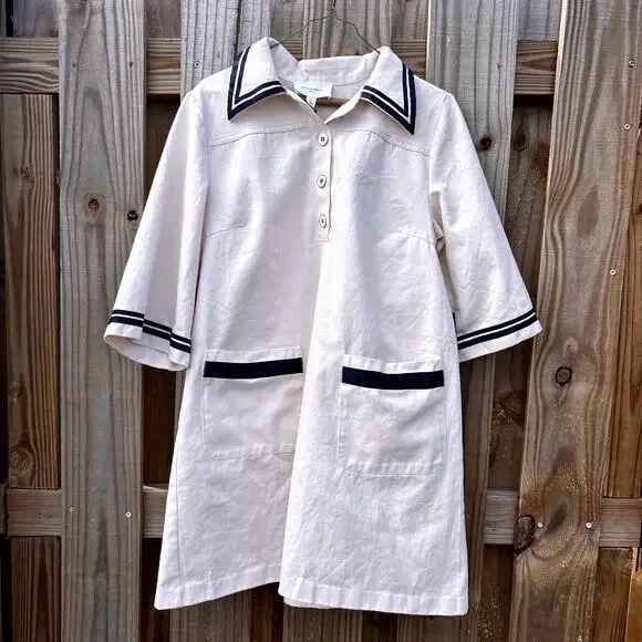 NWT Tuckernuck Pomander Place Hart Shirt Dress Mini Gardenia Tan Blue Large New - Picture 8 of 12